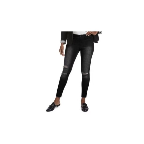 Hue Skimmer Ripped Knee Denim Leggings Black ( XS ) - Picture 1 of 3